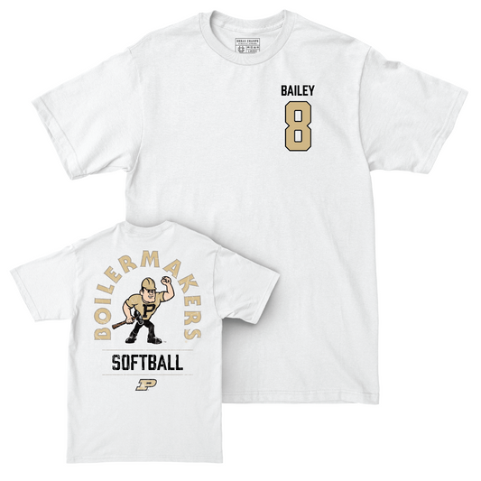 Softball White Mascot Comfort Colors Tee - Kyndall Bailey | #8 Youth Small