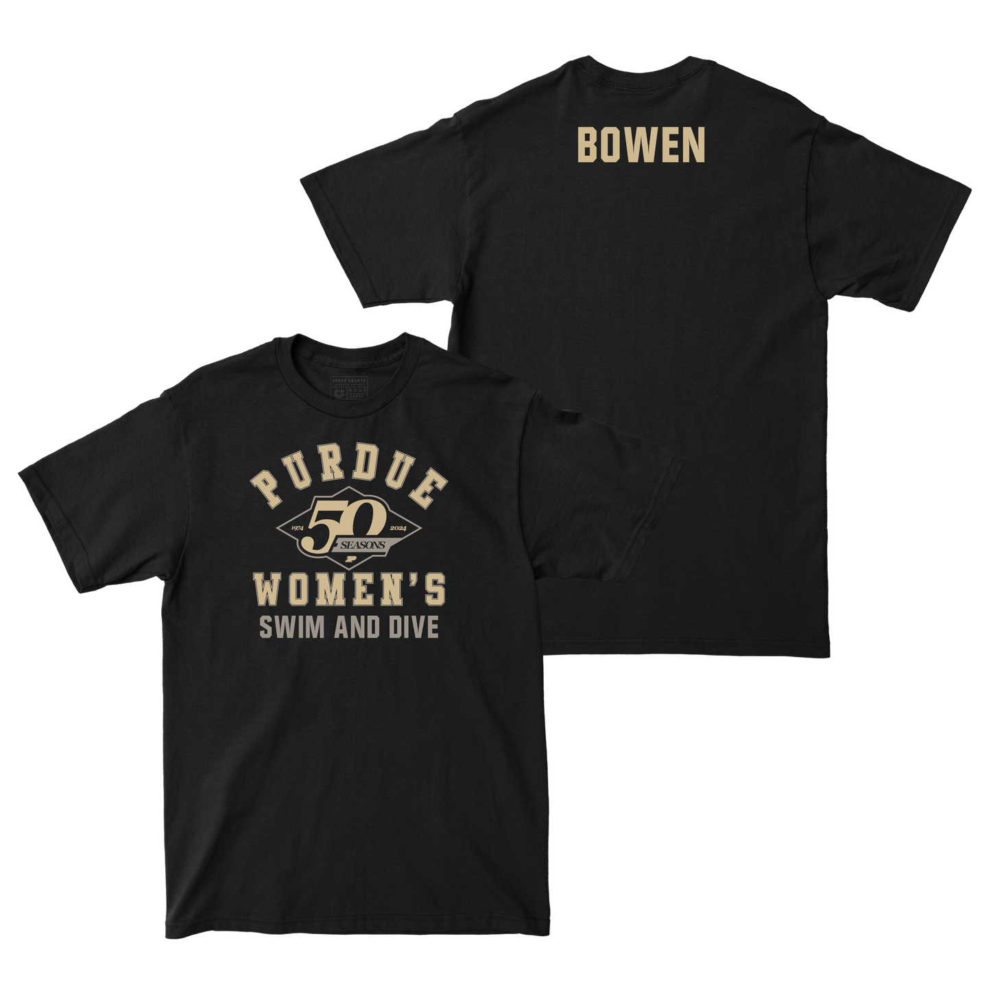 50th Anniversary Women's Swim & Dive Diamond Black Tee - Kendra Bowen