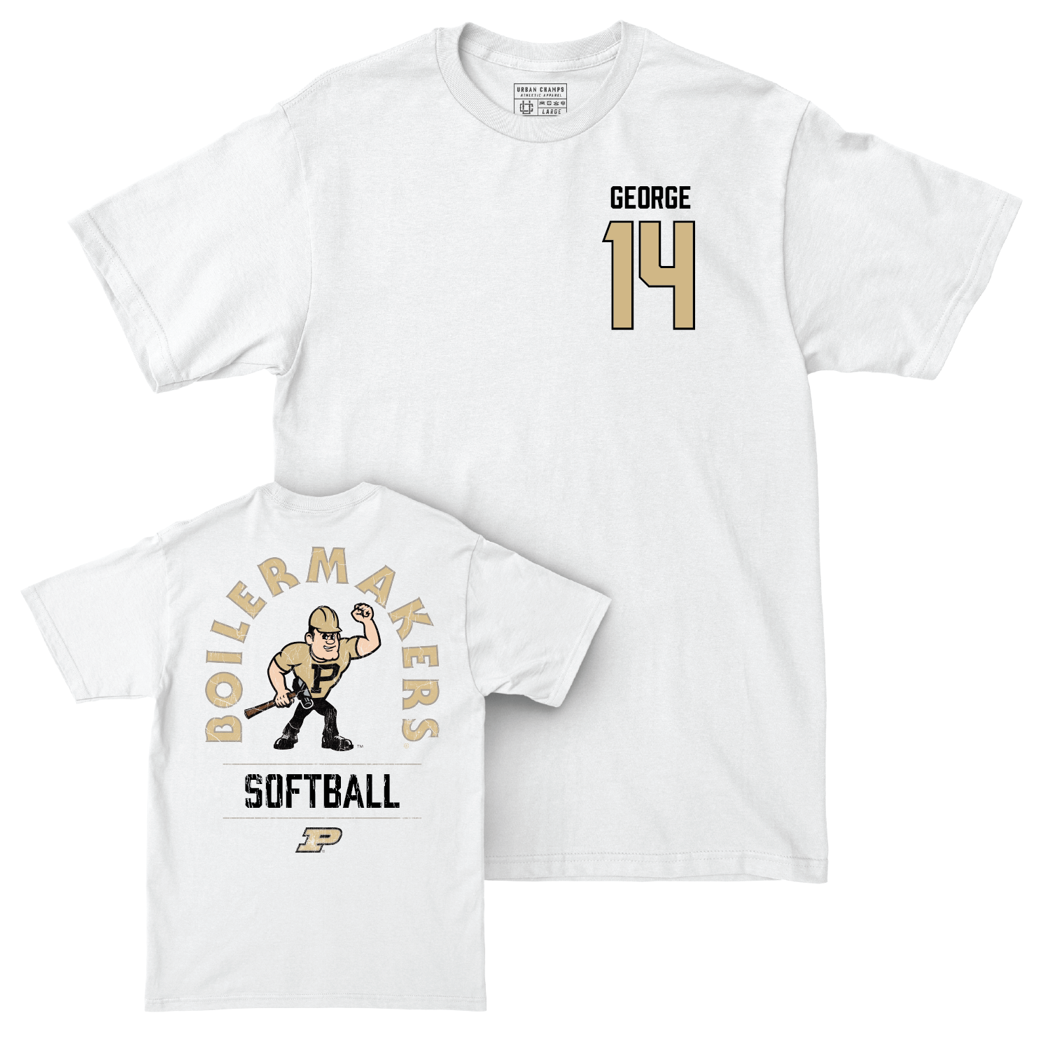 Softball White Mascot Comfort Colors Tee - Kiersen George | #14 Youth Small