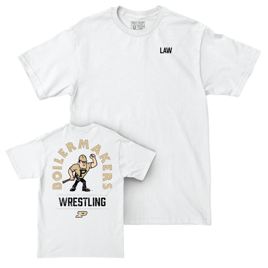 Wrestling White Mascot Comfort Colors Tee - Kade Law Youth Small