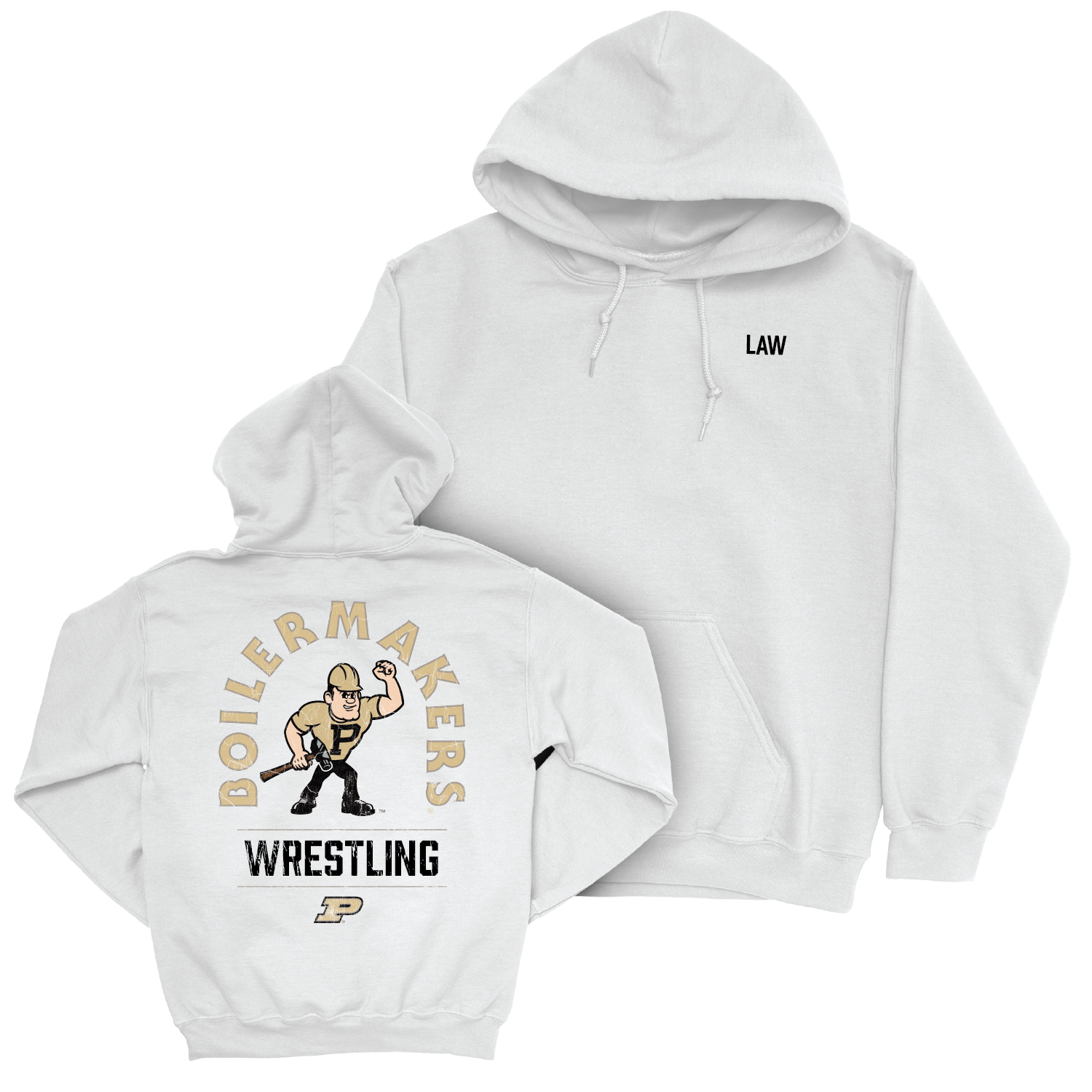 Wrestling White Mascot Hoodie - Kade Law Youth Small