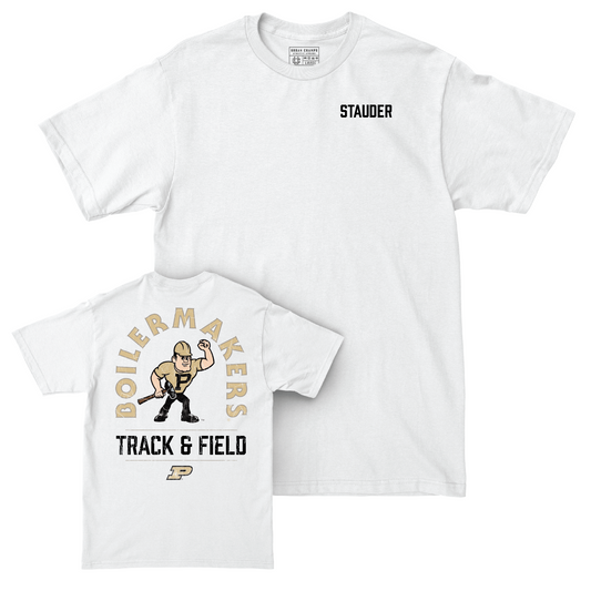 Track & Field White Mascot Comfort Colors Tee - Karlie Stauder Youth Small
