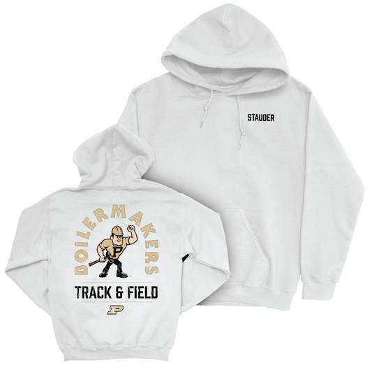 Track & Field White Mascot Hoodie - Karlie Stauder Youth Small