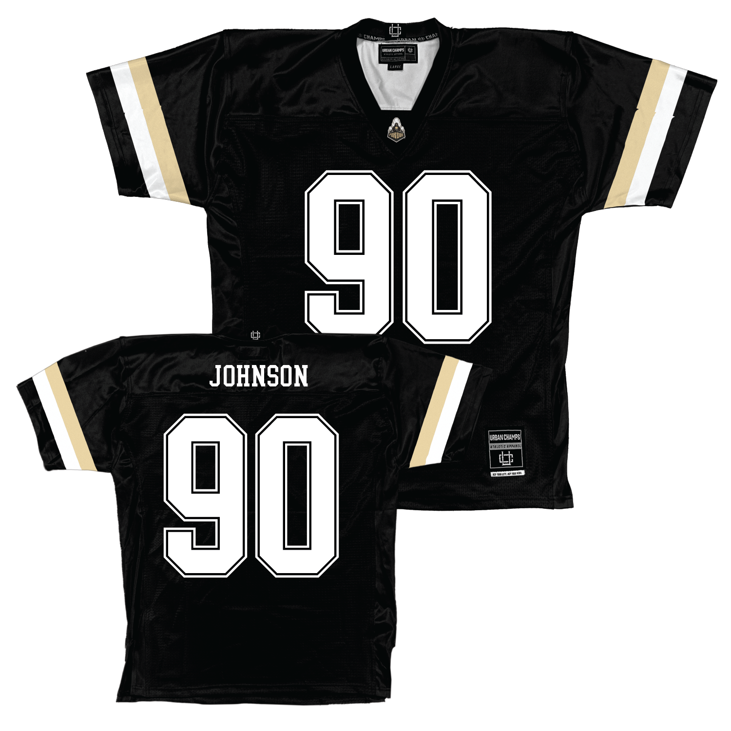 Purdue Black Football Jersey - Lawrence Johnson | #90 Youth Small