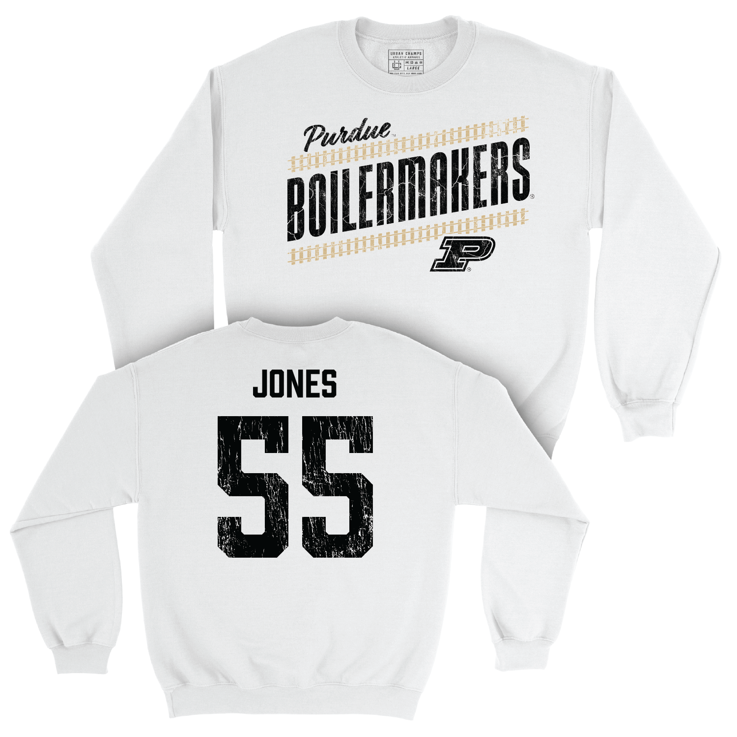 Men's Basketball White Slant Crew - Lance Jones | #55 Youth Small