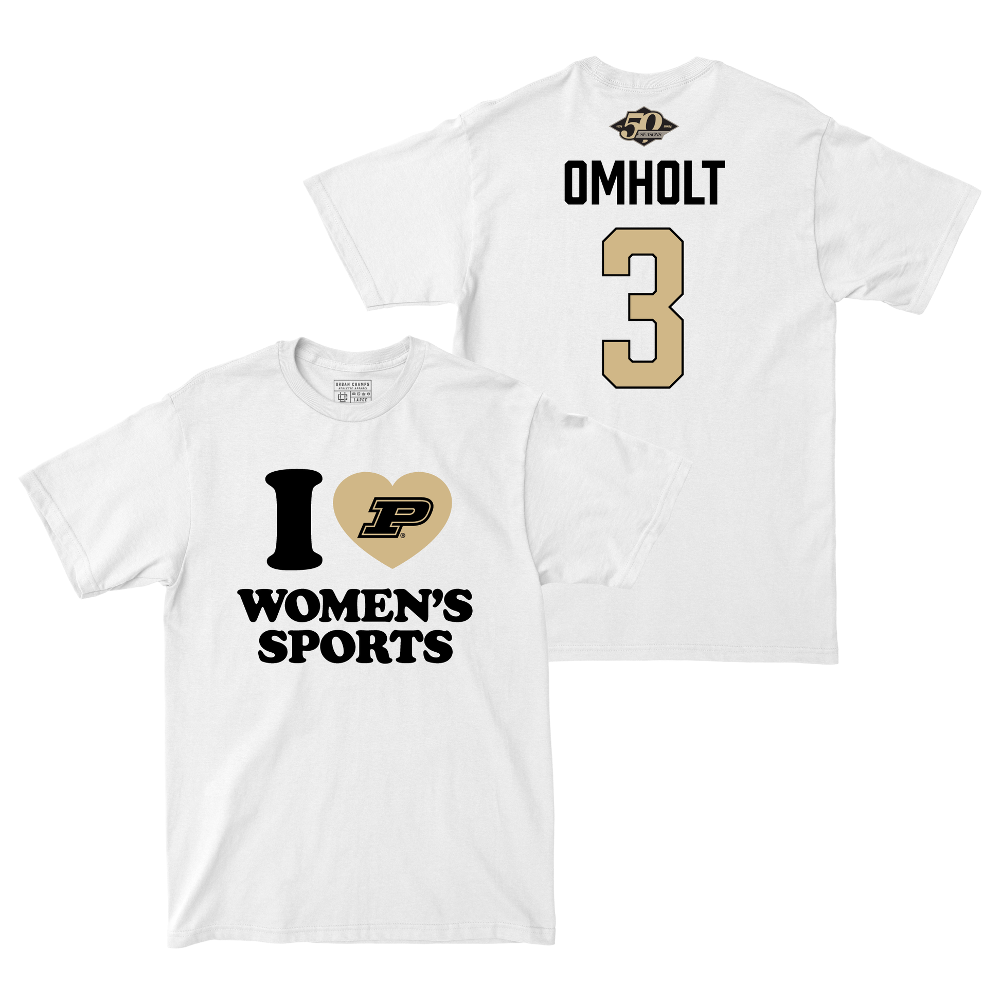 50th Anniversary Women's Soccer Love Sports White Comfort Colors Tee - Lauren Omholt | #3 Small