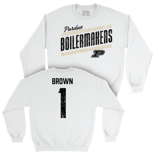 Football White Slant Crew - Markevious Brown | #1 Youth Small