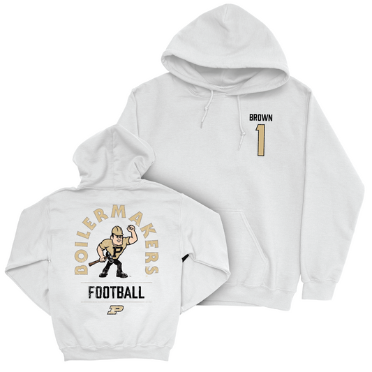 Football White Mascot Hoodie - Markevious Brown | #1 Youth Small