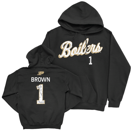 Football Black Script Hoodie - Markevious Brown | #1 Youth Small