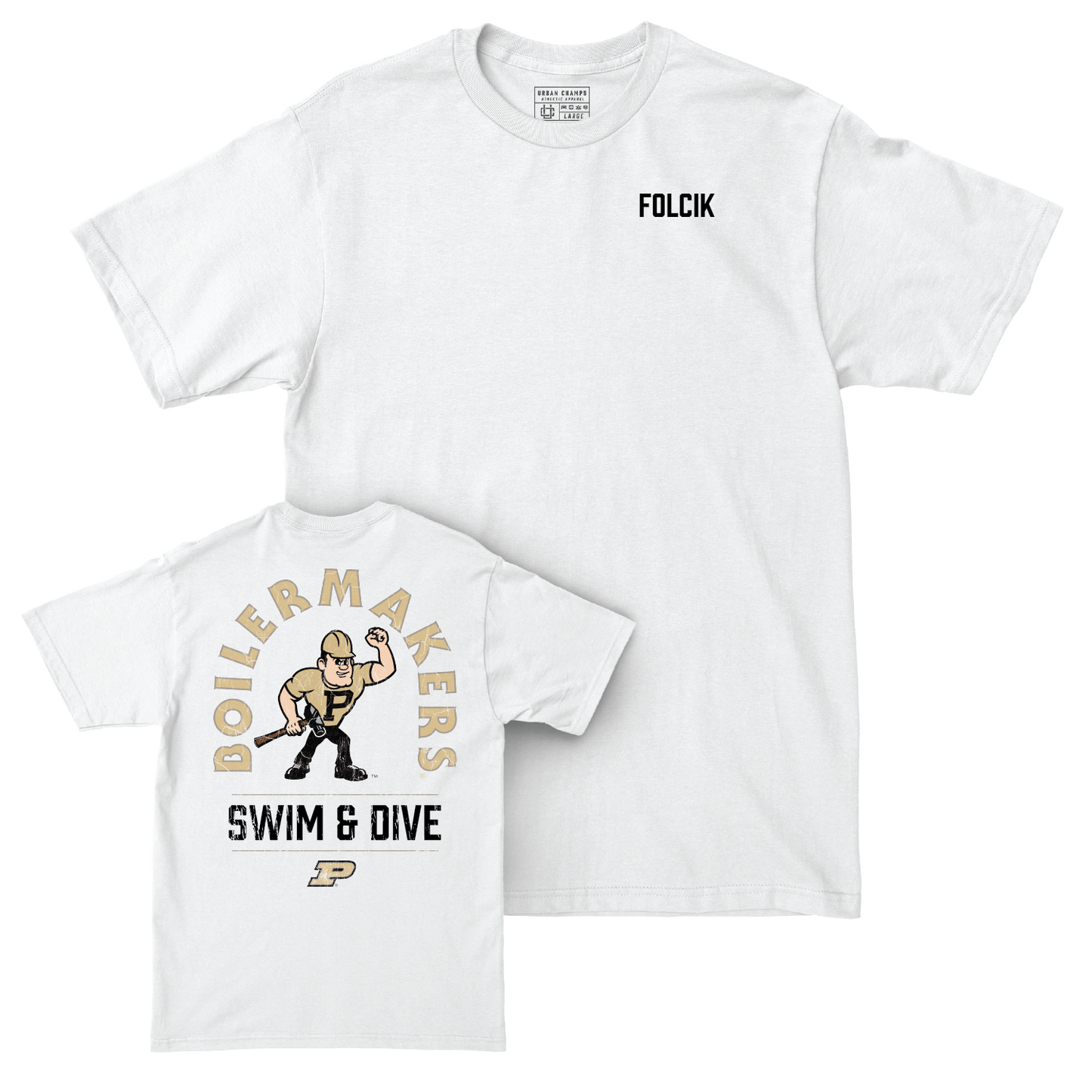 Swim & Dive White Mascot Comfort Colors Tee - Masy Folcik Youth Small