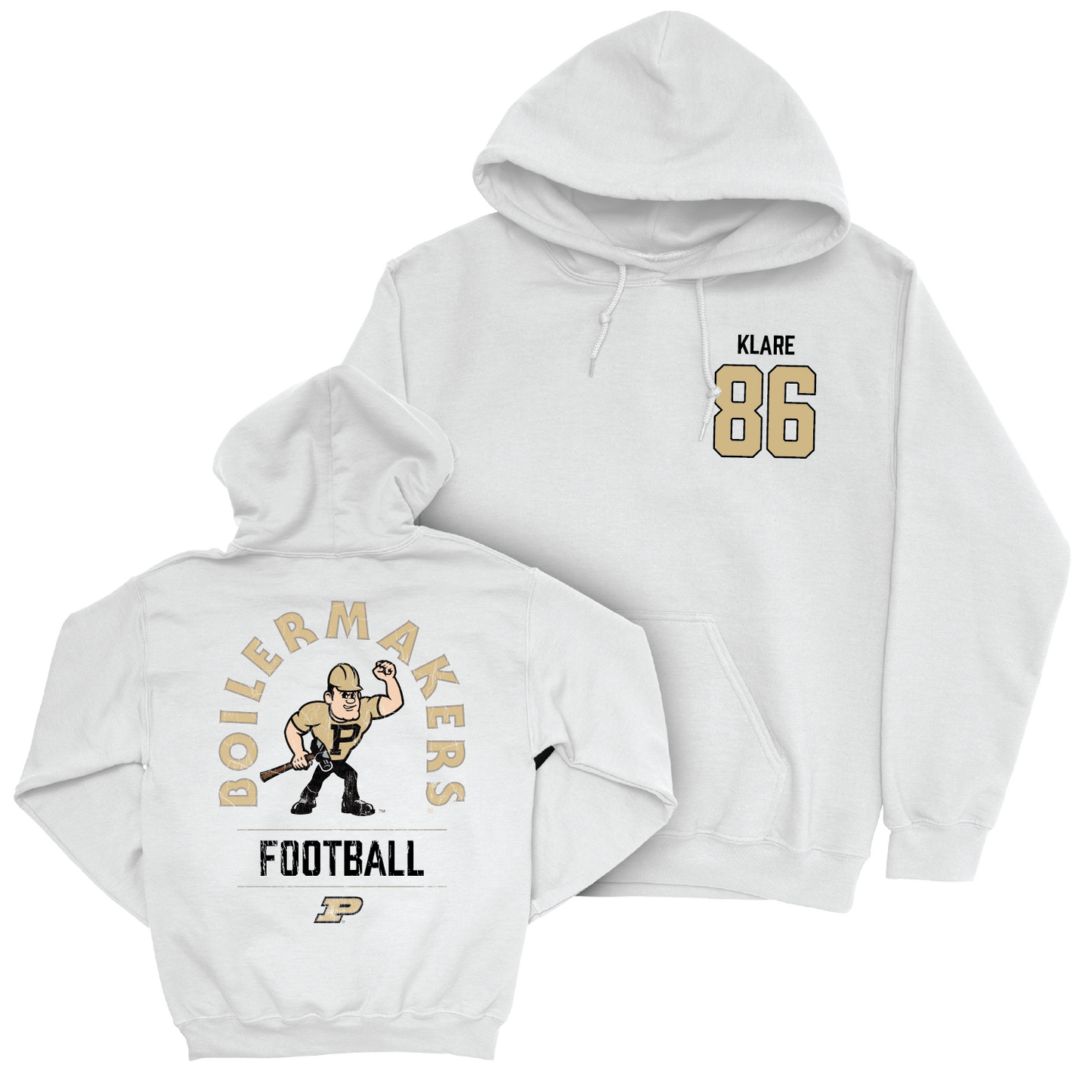 Football White Mascot Hoodie - Max Klare | #86 Youth Small