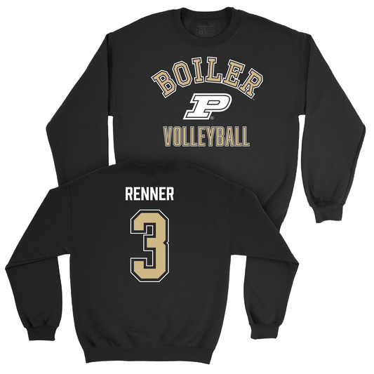 Women's Volleyball Black Classic Crew - Megan Renner | #3 Youth Small