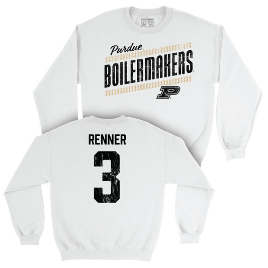 Women's Volleyball White Slant Crew - Megan Renner | #3 Youth Small