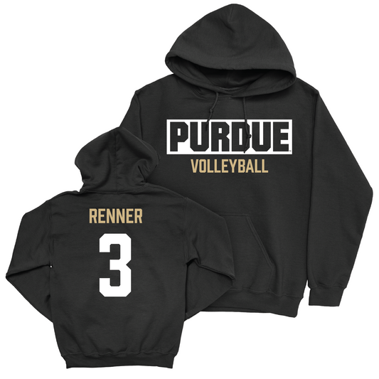 Women's Volleyball Black Staple Hoodie - Megan Renner | #3 Youth Small