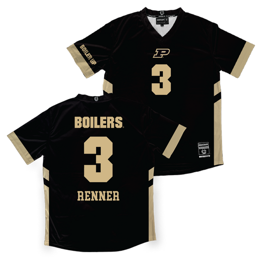 Black Purdue Women's Volleyball Jersey - Megan Renner | #3 Youth Small