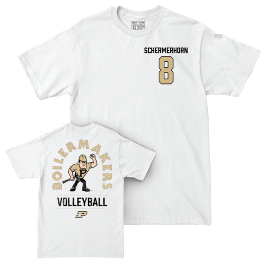 Women's Volleyball White Mascot Comfort Colors Tee - Madison Schermerhorn | #8 Youth Small