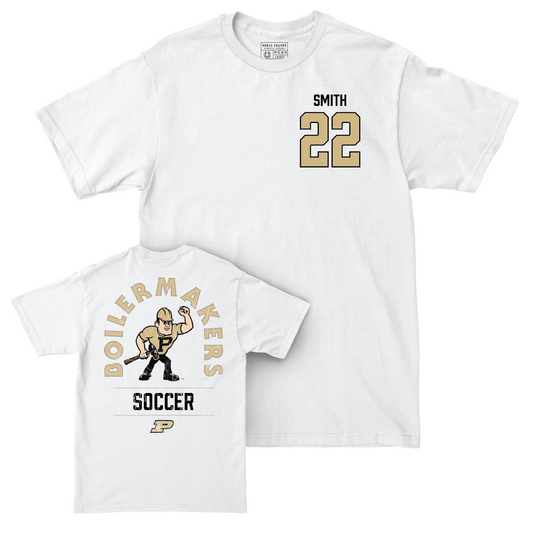 Women's Soccer White Mascot Comfort Colors Tee - Makena Smith | #22 Youth Small
