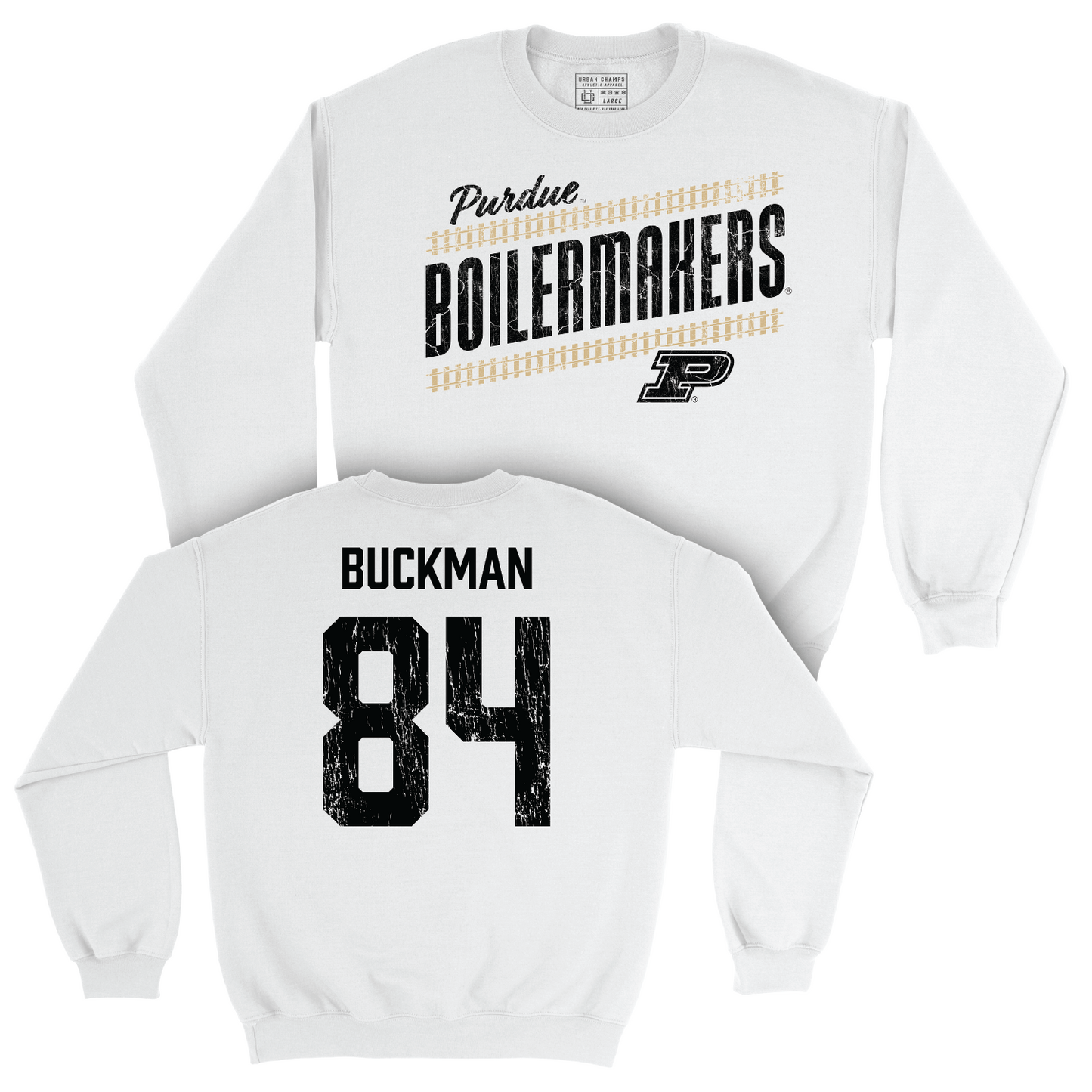 Football White Slant Crew - Nolan Buckman | #84 Youth Small