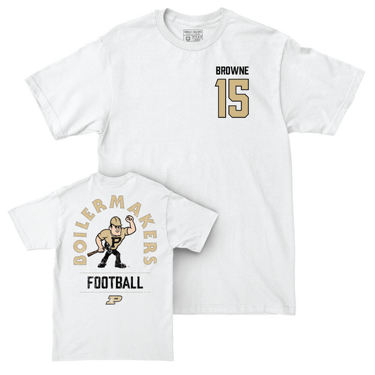 Football White Mascot Comfort Colors Tee - Ryan Browne | #15 Youth Small
