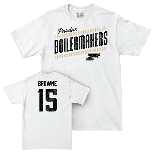 Football White Slant Comfort Colors Tee - Ryan Browne | #15 Youth Small