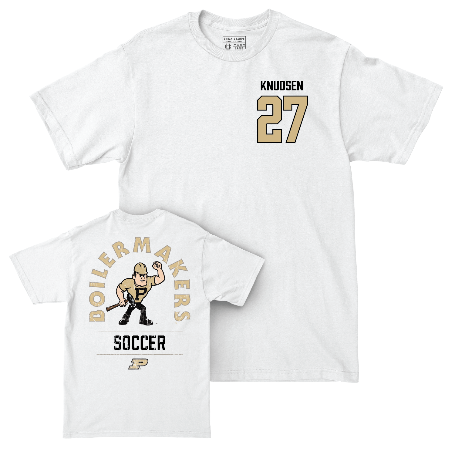Women's Soccer White Mascot Comfort Colors Tee - Riley Knudsen | #27 Youth Small
