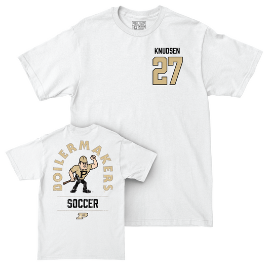 Women's Soccer White Mascot Comfort Colors Tee - Riley Knudsen | #27 Youth Small