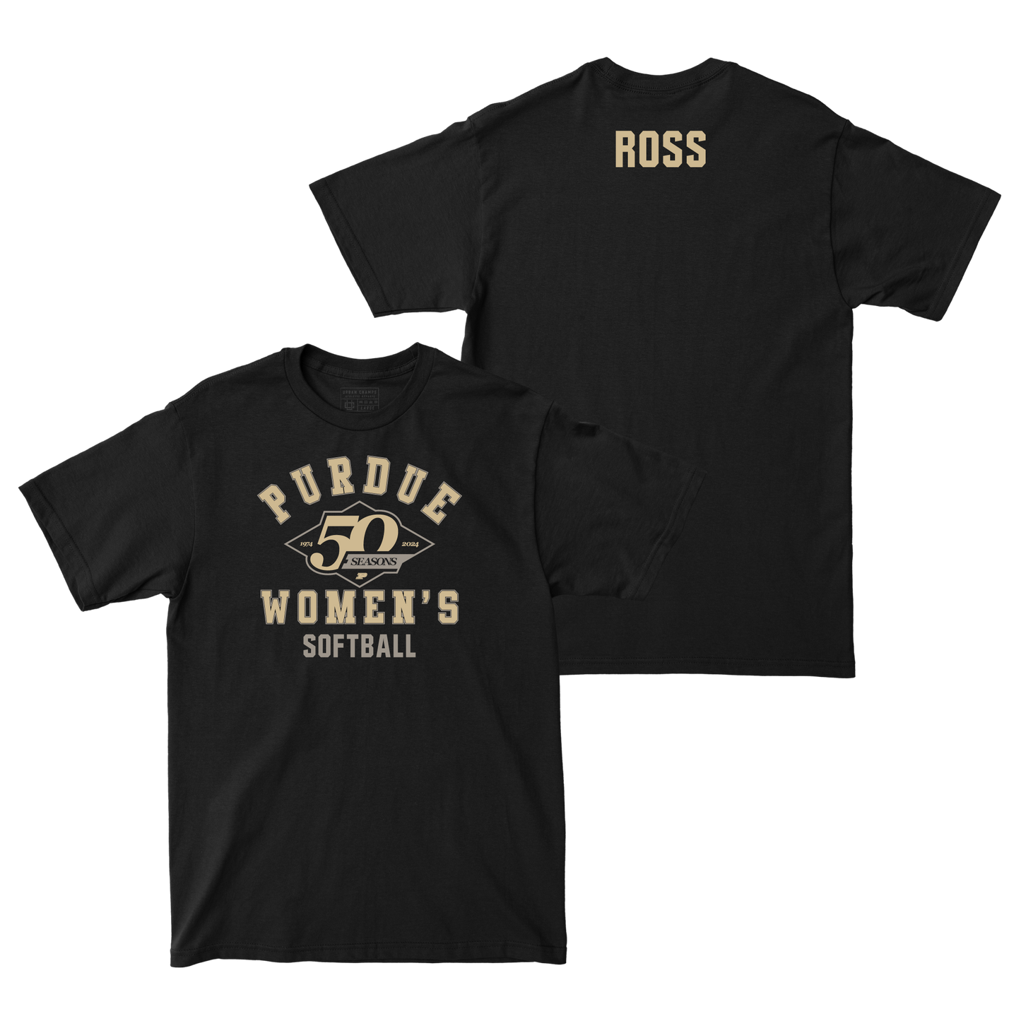 50th Anniversary Softball Diamond Black Tee - Ryen Ross | #00 Small