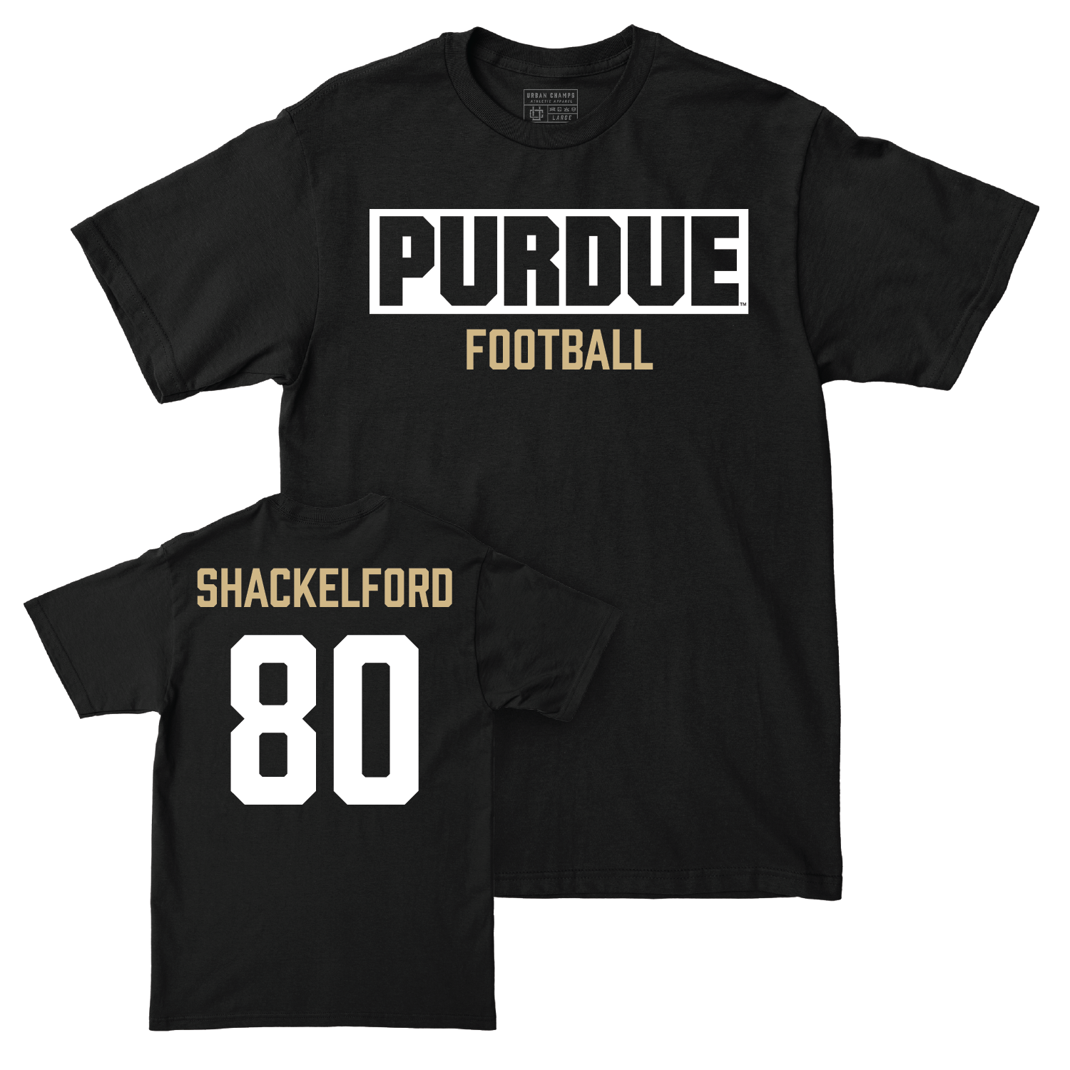 Football Black Staple Tee - Ryne Shackelford | #80 Youth Small