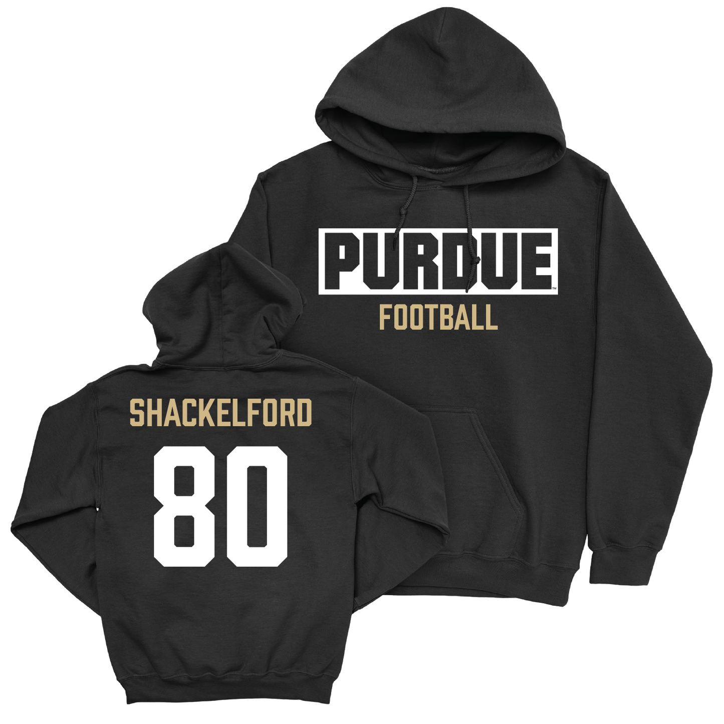 Football Black Staple Hoodie - Ryne Shackelford | #80 Youth Small