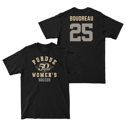 50th Anniversary Women's Soccer Diamond Black Tee - Sydney Boudreau | #25 Small