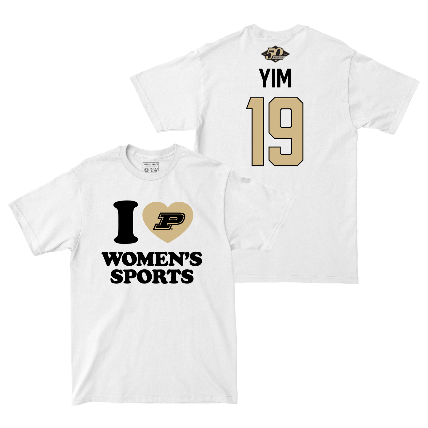 50th Anniversary Women's Volleyball Love Sports White Comfort Colors Tee - Sydney Yim | #19 Small