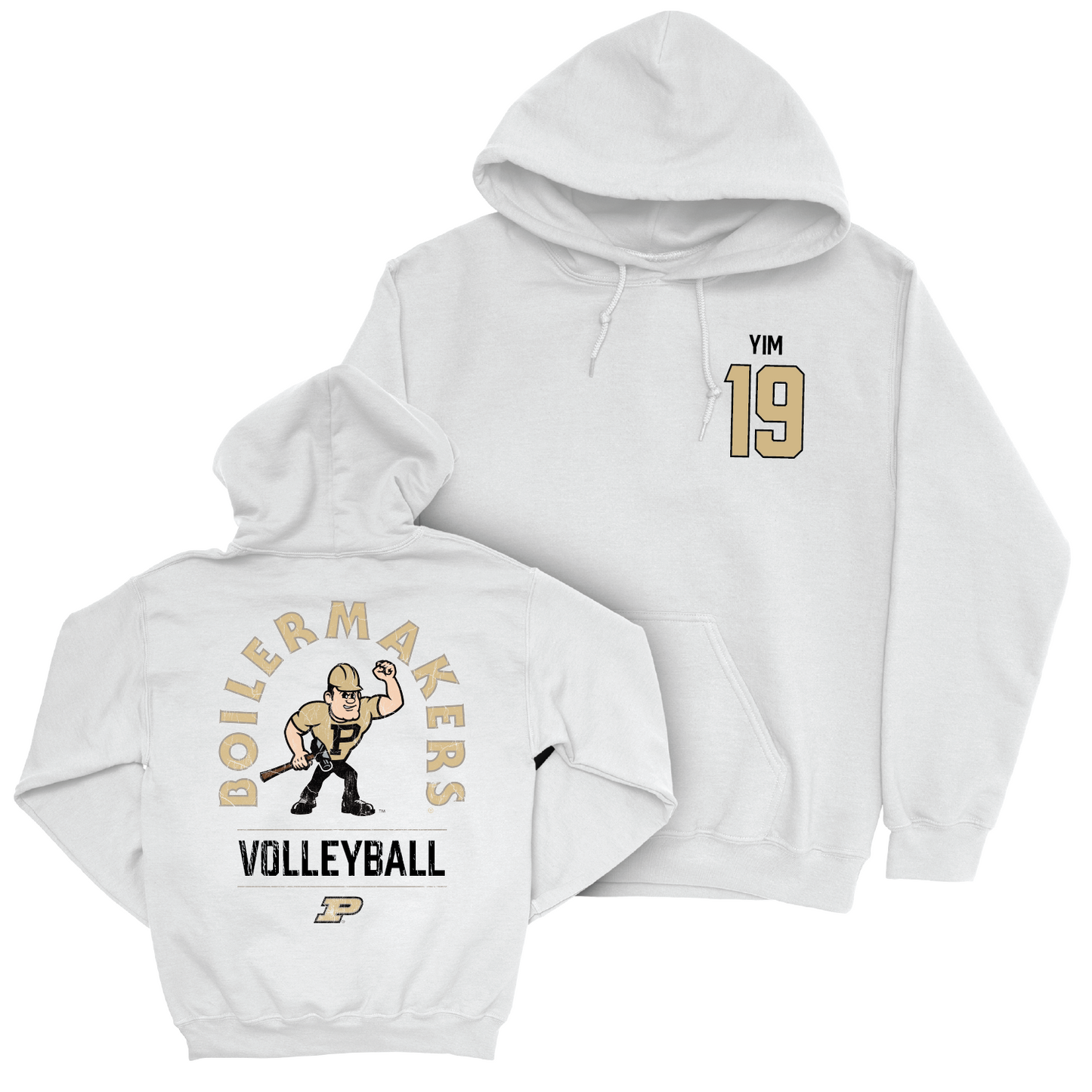 Women's Volleyball White Mascot Hoodie - Sydney Yim | #19 Youth Small