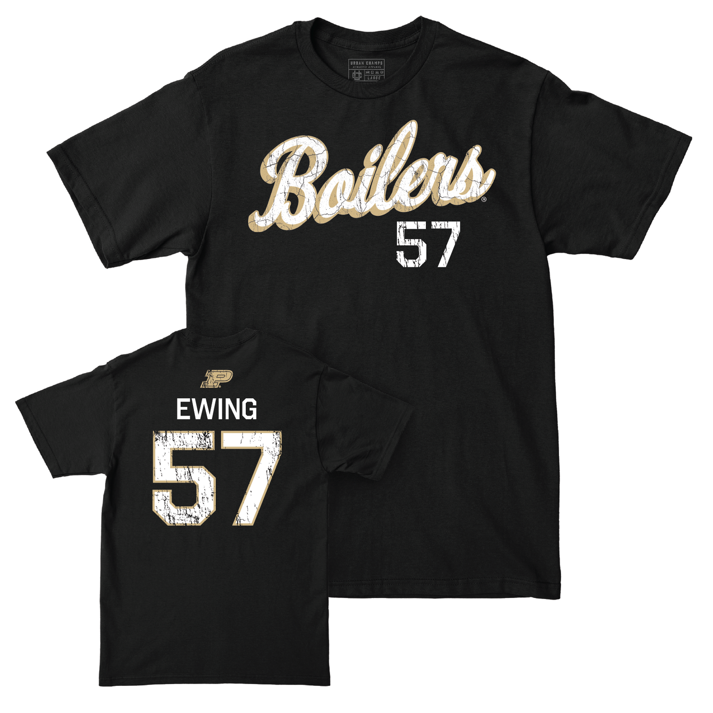 Football Black Script Tee - Tom Ewing | #57 Youth Small