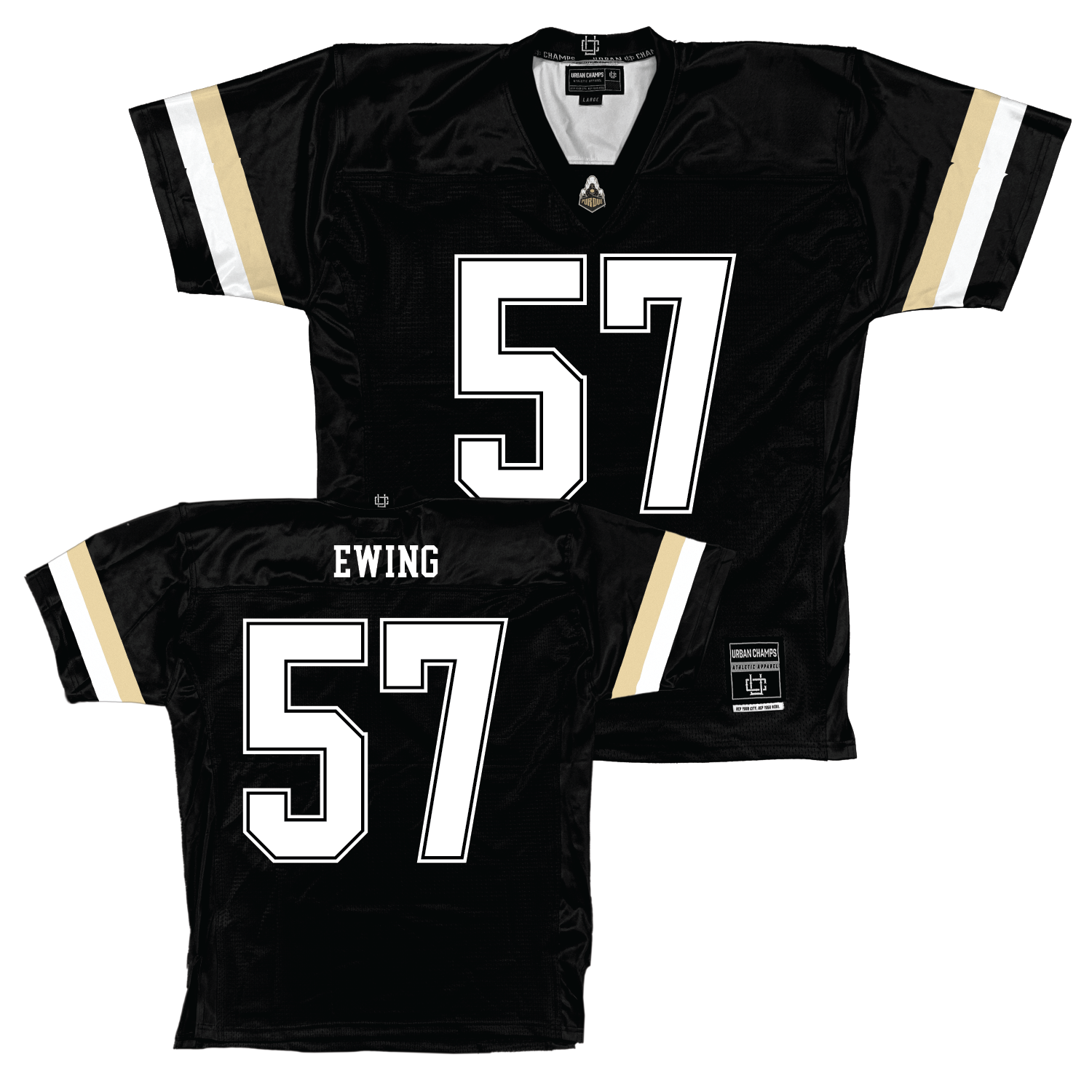 Purdue Black Football Jersey - Tom Ewing | #57 Youth Small
