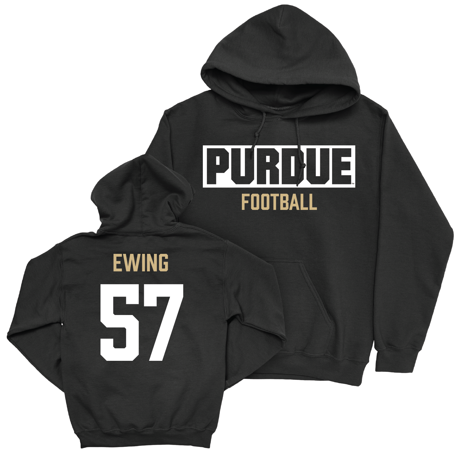 Football Black Staple Hoodie - Tom Ewing | #57 Youth Small