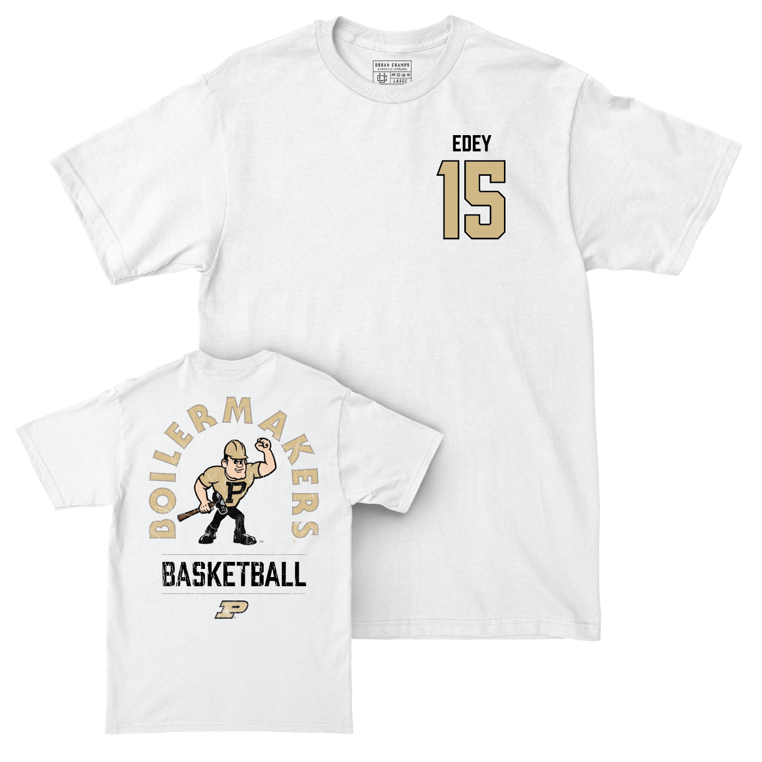 Men's Basketball White Mascot Comfort Colors Tee - Zach Edey | #15 Youth Small