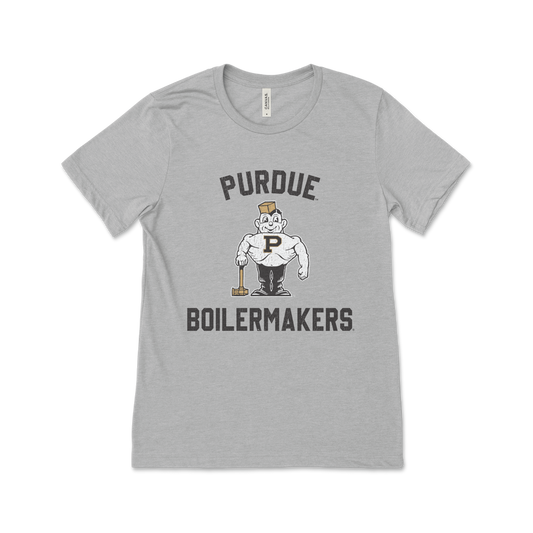 Purdue Pete Arch Logo Grey Short Sleeve Tee