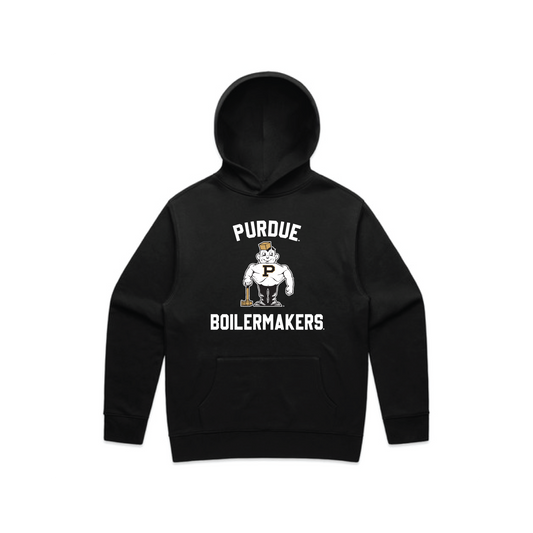 Purdue Black Pete White Logo Hoodie