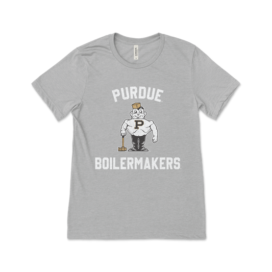 Purdue Pete Arch Logo Grey Short Sleeve Tee