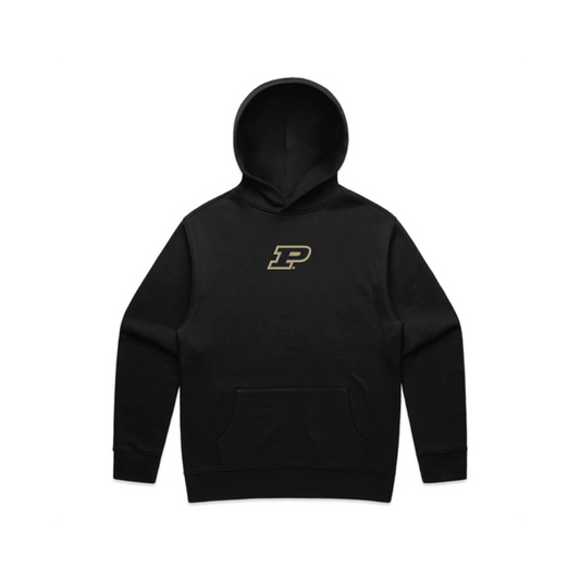 Purdue Black P Black Logo Hoodie