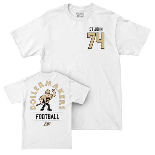 Football White Mascot Comfort Colors Tee   - Jalen St John