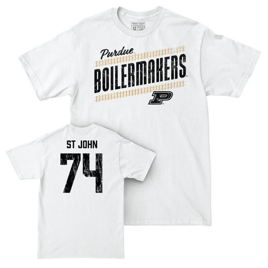 Football White Slant Comfort Colors Tee   - Jalen St John