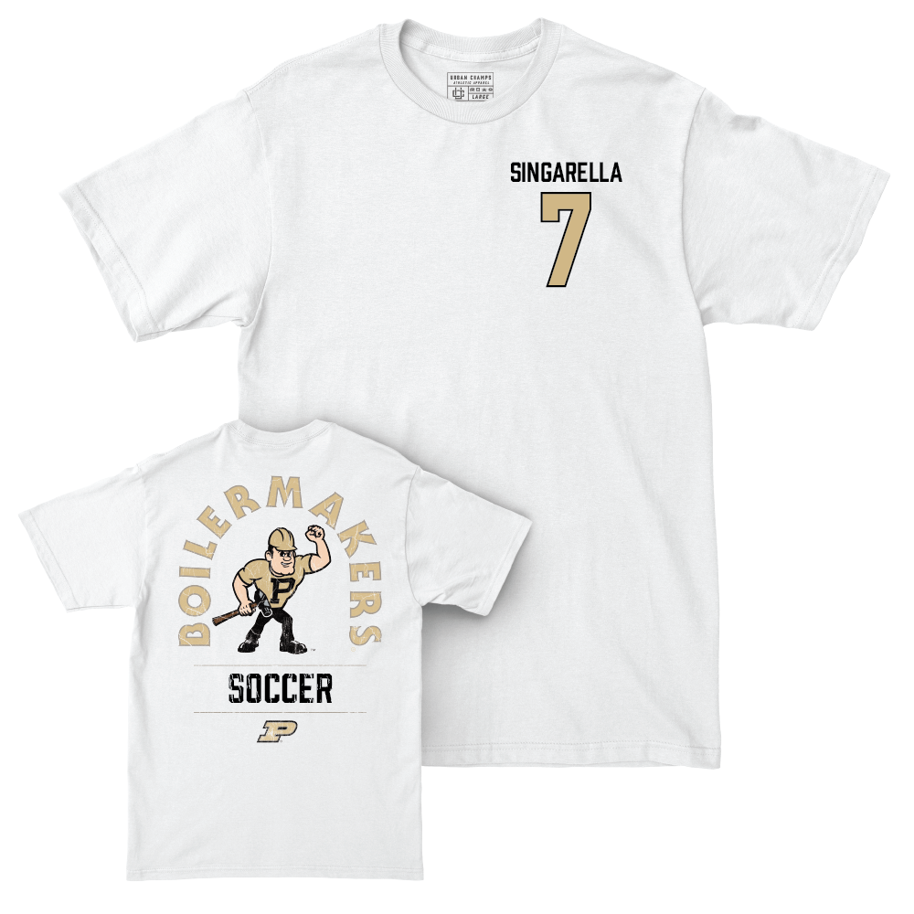 Women's Soccer White Mascot Comfort Colors Tee  - Chiara Singarella