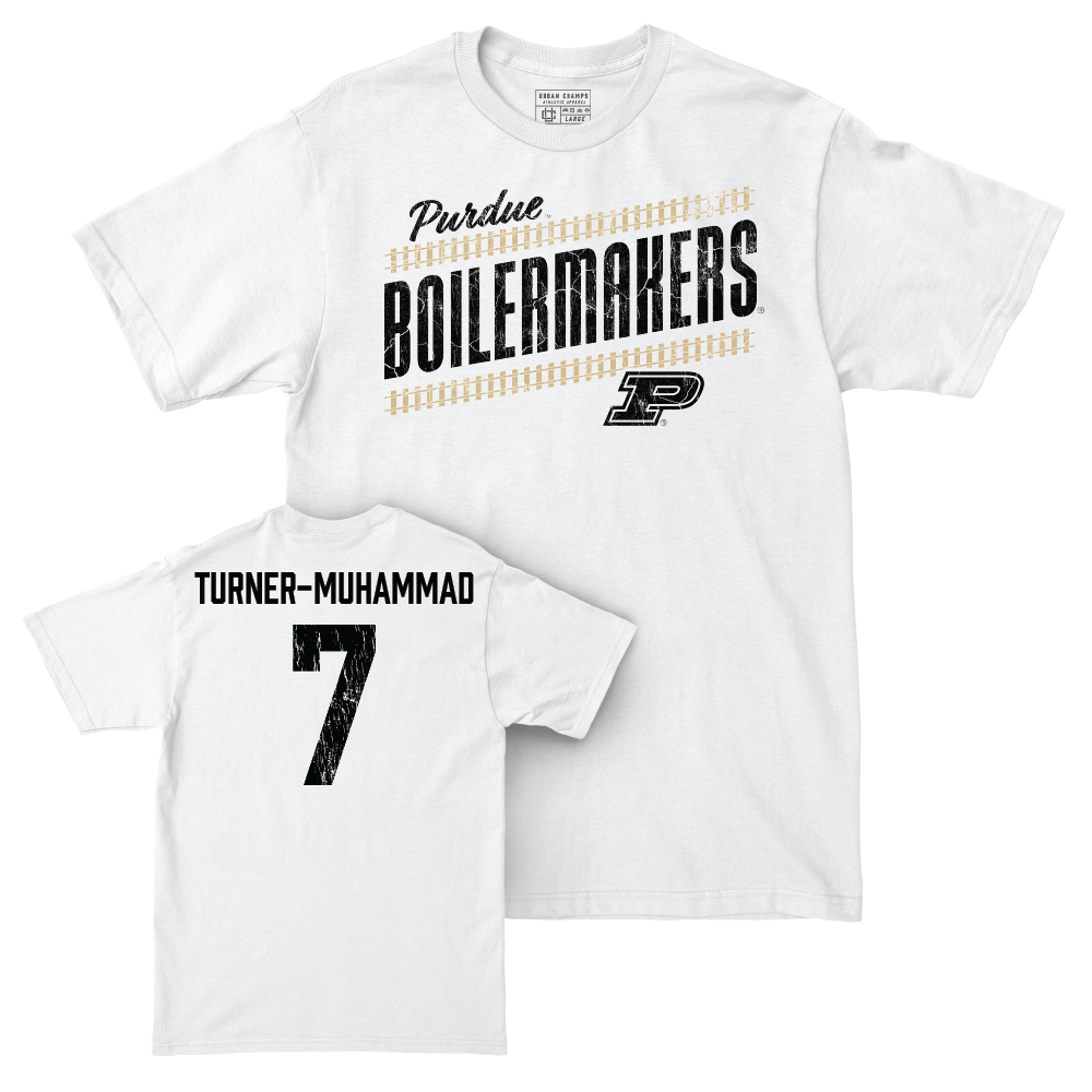 Football White Slant Comfort Colors Tee   - Salim Turner-Muhammad