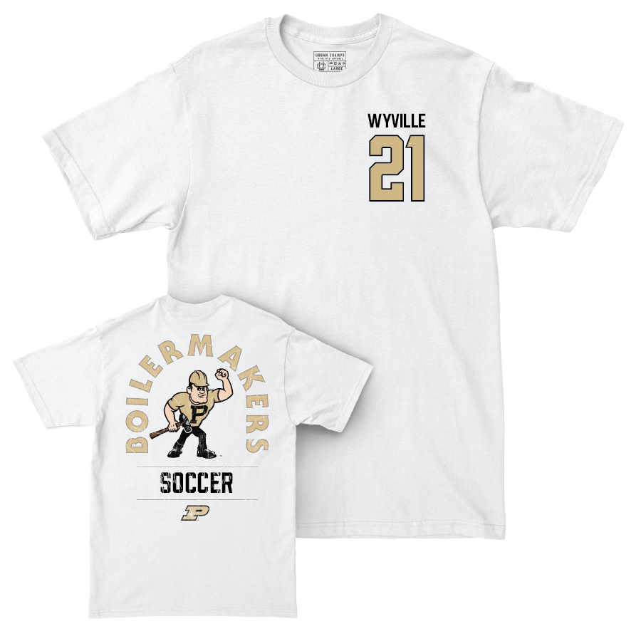 Women's Soccer White Mascot Comfort Colors Tee  - Claire Wyville