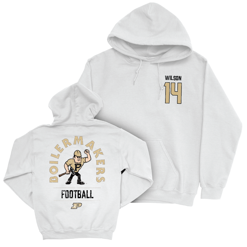 Football White Mascot Hoodie - Jake Wilson | #14