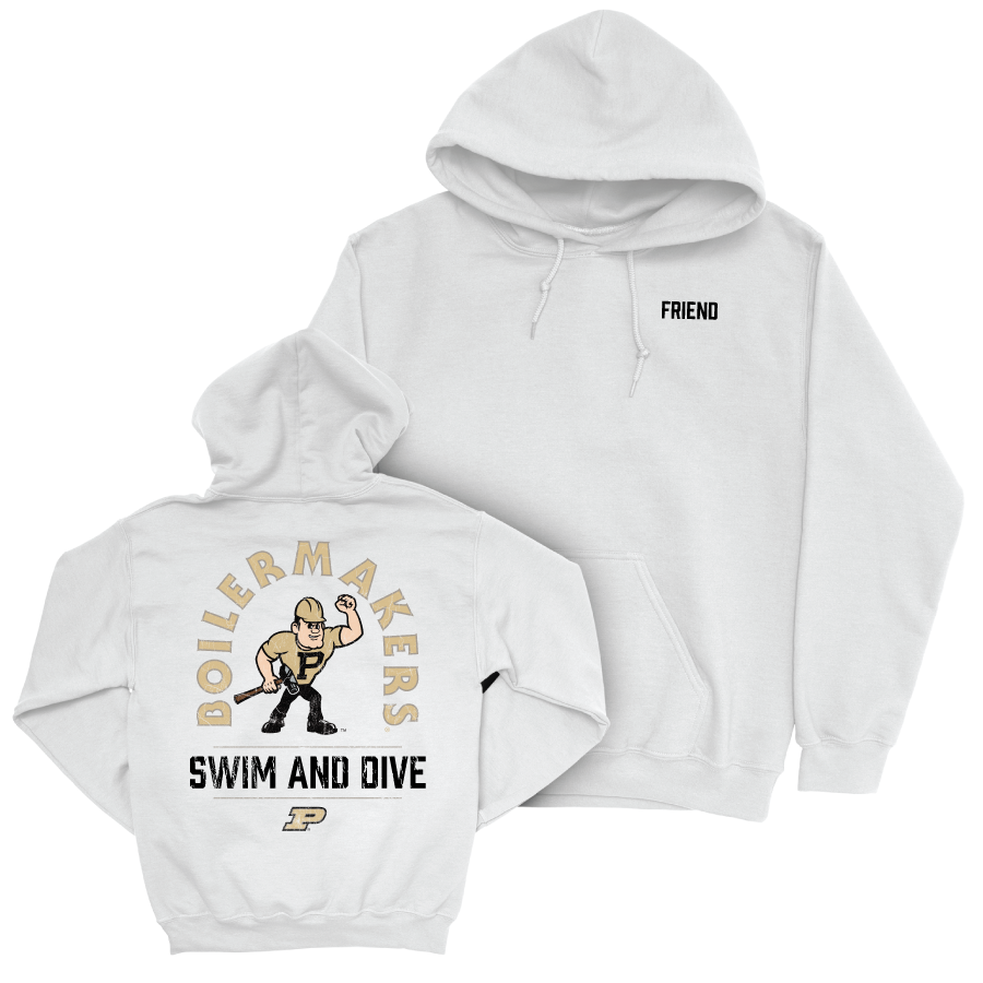 Men's Swim & Dive White Mascot Hoodie     - Brody Friend