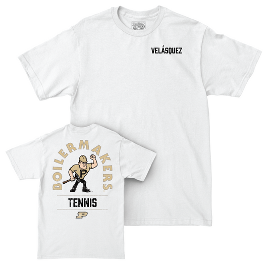 Men's Tennis White Mascot Comfort Colors Tee     - Juan David Velásquez