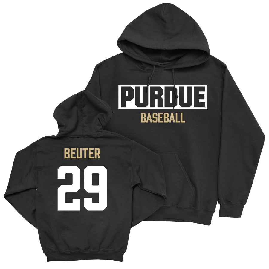 Baseball Black Staple Hoodie     - Gavin Beuter