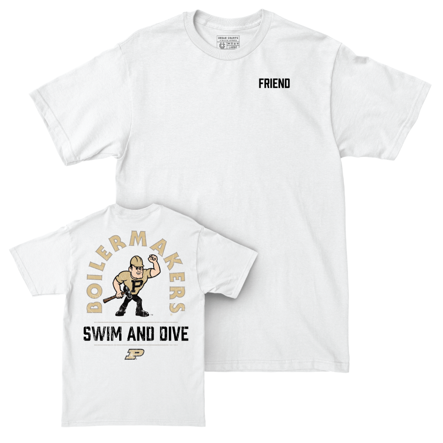 Men's Swim & Dive White Mascot Comfort Colors Tee     - Brody Friend